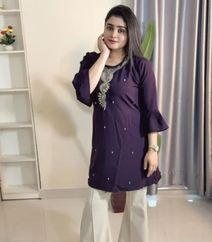 Purple Embroidered Kurta Set