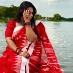 Red and White Saree